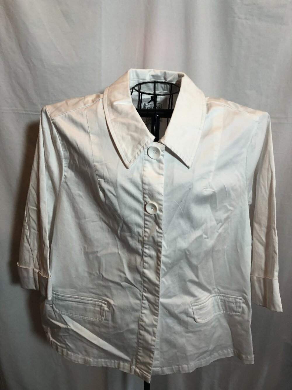 Live a Little 3X White 3/4 Sleeve Jacket 27" Pit to Pit